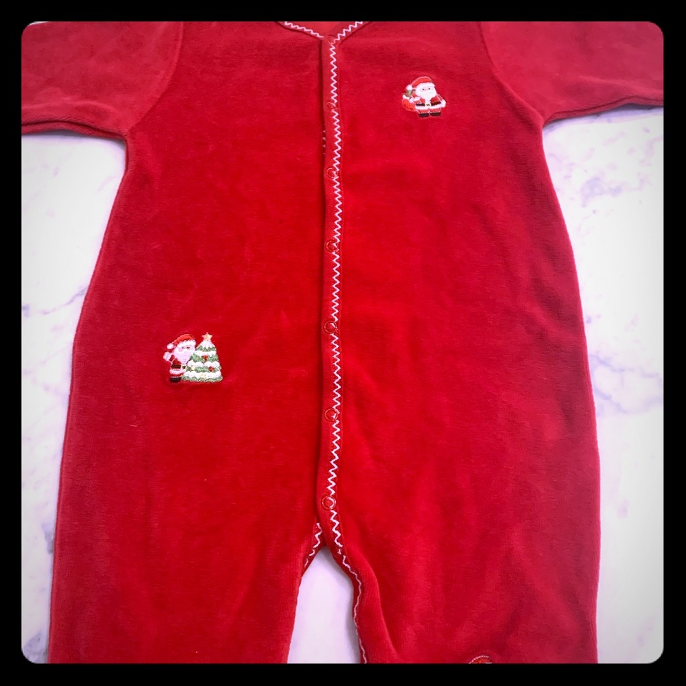 Kissy Kissy velvet footie Christmas PJ